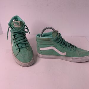 VANS Sk8-Hi Tops UNISEX Grass Green/White US M8  W9.5‎ Pre Loved